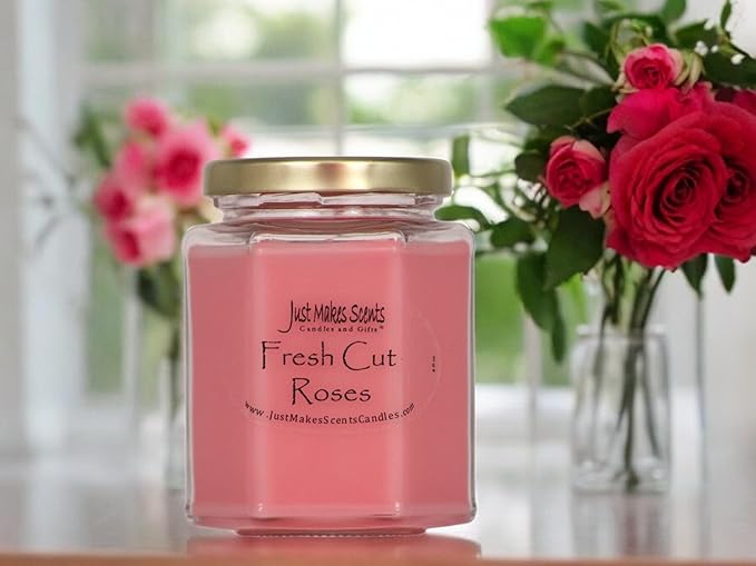 Fresh Cut Roses Scented Blended Soy Candle by Just Makes Scents