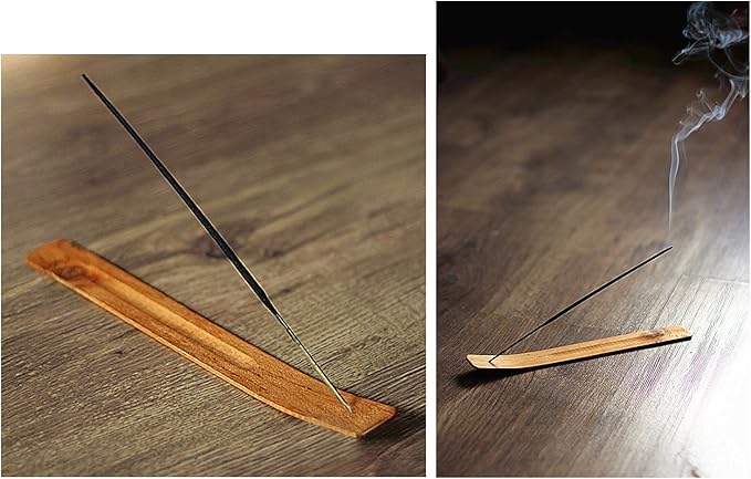 TRENDBOX 30pcs Handmade Plain Wood Wooden Incense Stick Holder Burner Ash Catcher Natural Design Buddhist