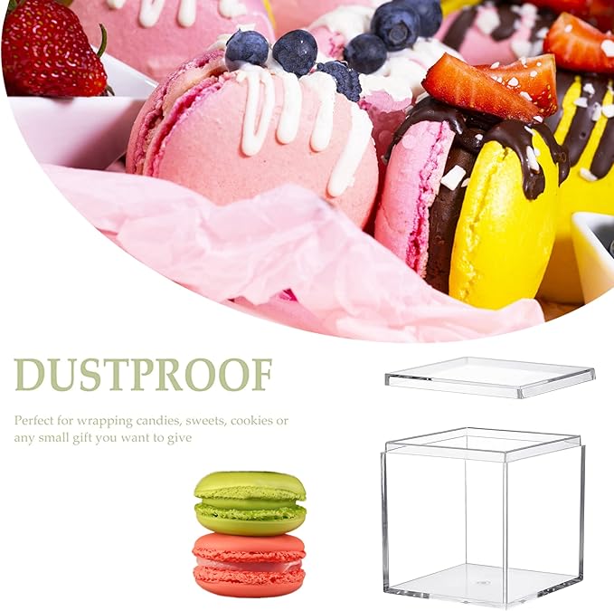 KissYou Acrylic Box Clear Boxes with Lid for Display Small Acrylic Square Cube Jewelry Storage Boxes Graduation Wedding Birthday Candy Boxes Party Decoration Decorative Box