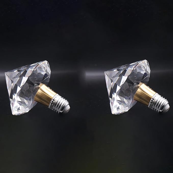 Crystal Decorative LED Light Bulbs 5 Watt(Equivalent 40w),Fancy Unique Pretty Light Bulb E26 Base, Three Color Lightbulbs for Staircase,Bars, Ambience (FP-07A-100, 2PCS)