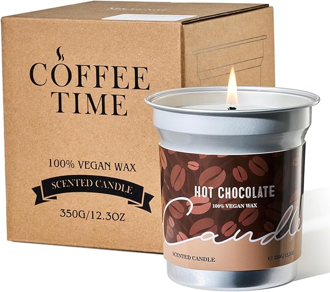 M&SENSE Hot Chocolate Scented Candles, Soy Wax 12.3oz 75 Hours Long Lasting Clean Burn, Organic Cocoa Candles Non Toxic, Fall Seasonal Candle for Home, Winter Holiday Aromatherapy Gifts for Women