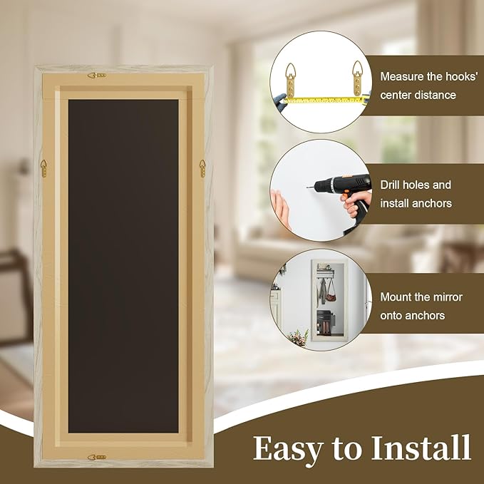 Syndra Modern Full Length Mirror Wood Frame, 56x20'' Large Floor Mirror with HD Tempered Glass & Wall Mount Option, Rectangular Standing Mirror for Bedroom, Living Room, Entryway, Farmhouse(White Oak)
