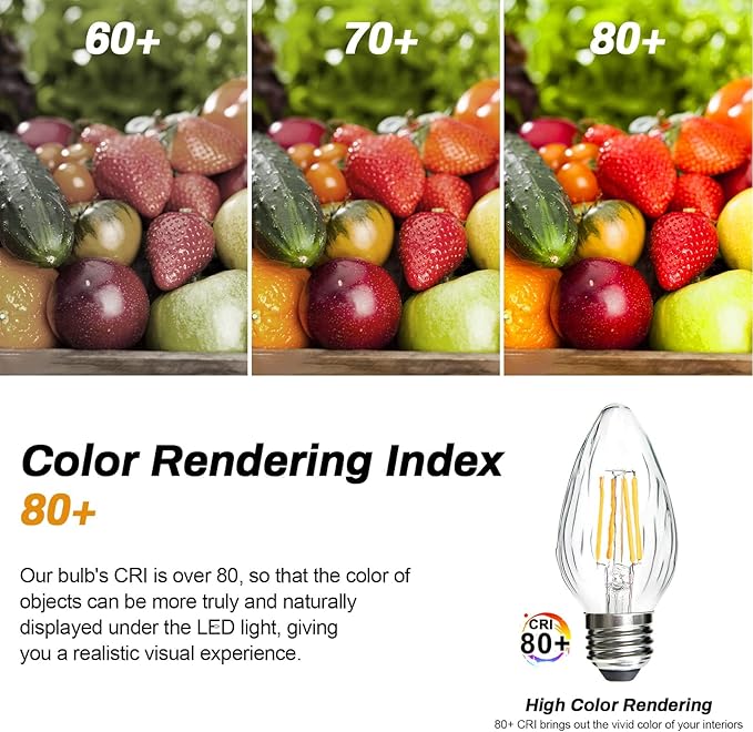 BRIMAX F15 4W LED Porch Light Bulbs Outdoor,Equivalent 40W Incandescent Bulb,E26 Medium Base Dimmable 2700K Warm White Flame Wrinkle Glass, Post Bulbs for Ceiling Fan and Lantern Lamp, 4Pack