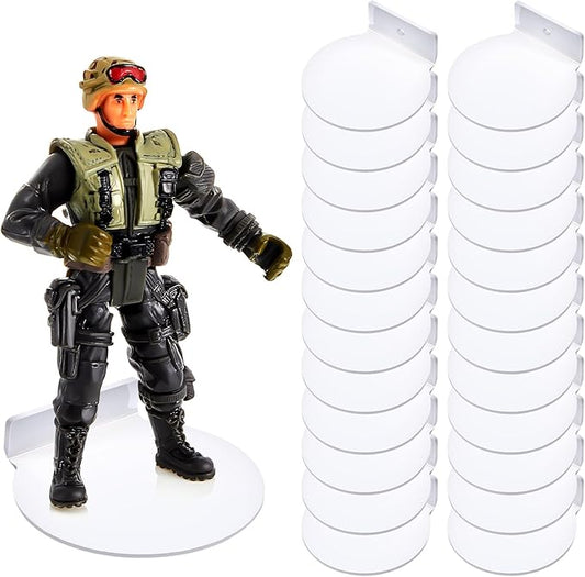 Juexica 24 Pcs White Acrylic Floating Action Figure Wall Shelves 3 Inch Wall Display Shelf for Collectibles Display Ledges Stand Holder Tiny Mount Storage Organizer for Toys Action Figure Case