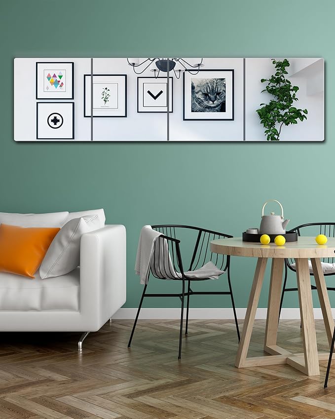 Shatterproof Full Length Mirror Tiles for Wall,Body Mirror for Kids,4Pcs 11.5"x11.5",Frameless Acrylic Plastic,Unbreakable Acrylic Non Glass Self Adhesive Wall Mounted for Home,Bathroom,Door