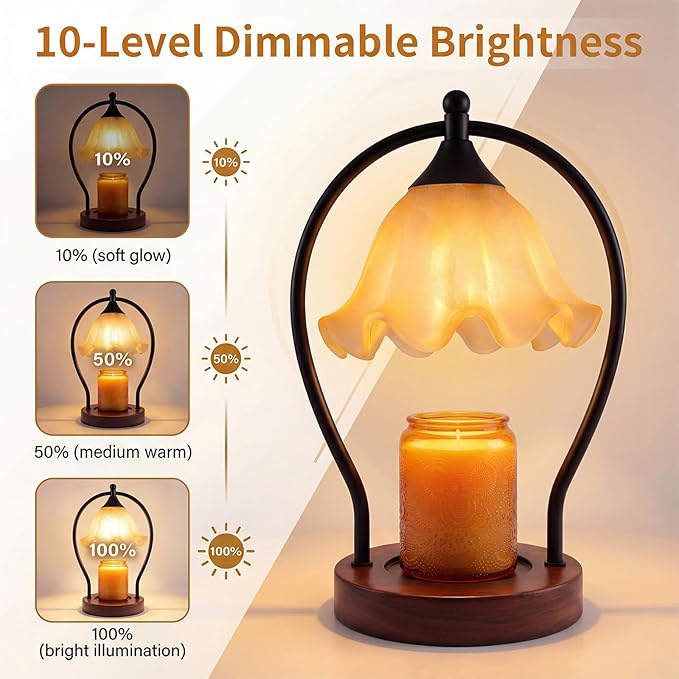 Candle Warmer Lamp with Timer Dimmer - Electric Wax Melt Warmer for Jar Candles, Vintage Lily of the Valley Lamp, Valentines Day Gifts for Women, House Warming Gifts New Home Decor