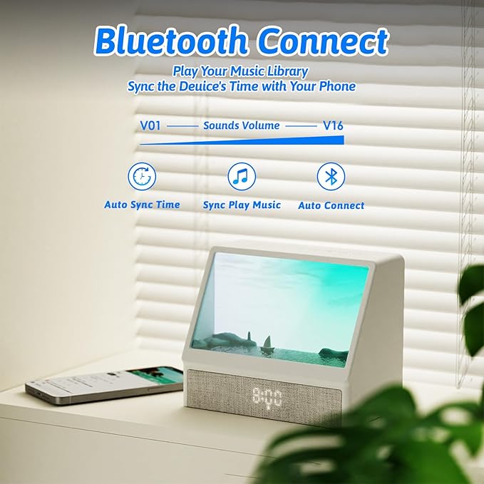 Sunrise Alarm Clock Night Light, Hatch Alarm Clock for Adults with Sound Machine Bluetooth Speaker White Noise Sound Machine Sunrise Clock Night Lamp for Nightstands Room Decor Gifts Ideas
