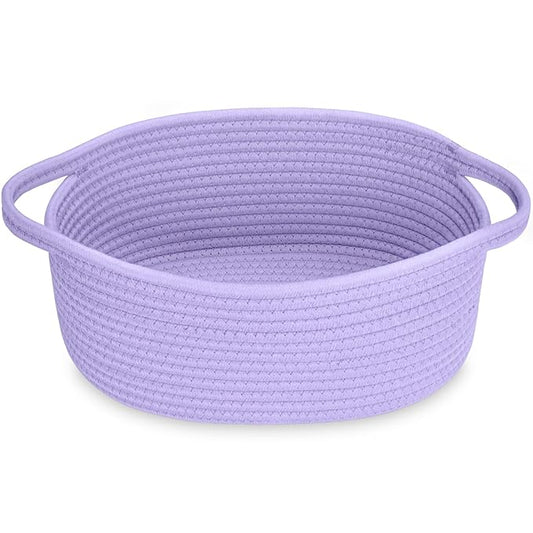 ABenkle Small Basket with Handles - Decorative Durable Rope Woven Storage Bin Shelf Storage Organizer Cube, Easter Baby Gift Basket, 12"x8"x5"