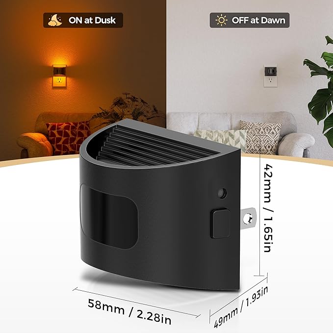 DORESshop LED Night Light[2 Pack], Night Lights Plug into Wall, 3 Mode Plug in Night Light with Motion Sensor, Dusk to Dawn Sensor, Nightlights for Adults, Bedroom, Bathroom, Hallway, Amber