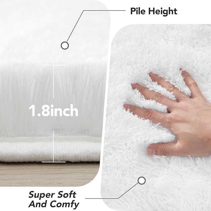 Fluffyrug Large Area Rugs for Living Room: Extra Large Area Rugs 10x14 Living Room - Big White Rug (White 10x14 Feet)