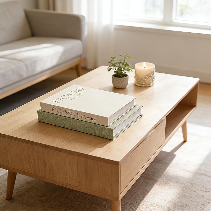 Set of 2 Decorative Books - Linen Faux Fake Books for Decor Aesthetic, Decorative Book for Coffee Table,Bookshelf,Office Table, Home Decor, Fake Book Storage Box for Trinkets Photo-BB001-2PCS