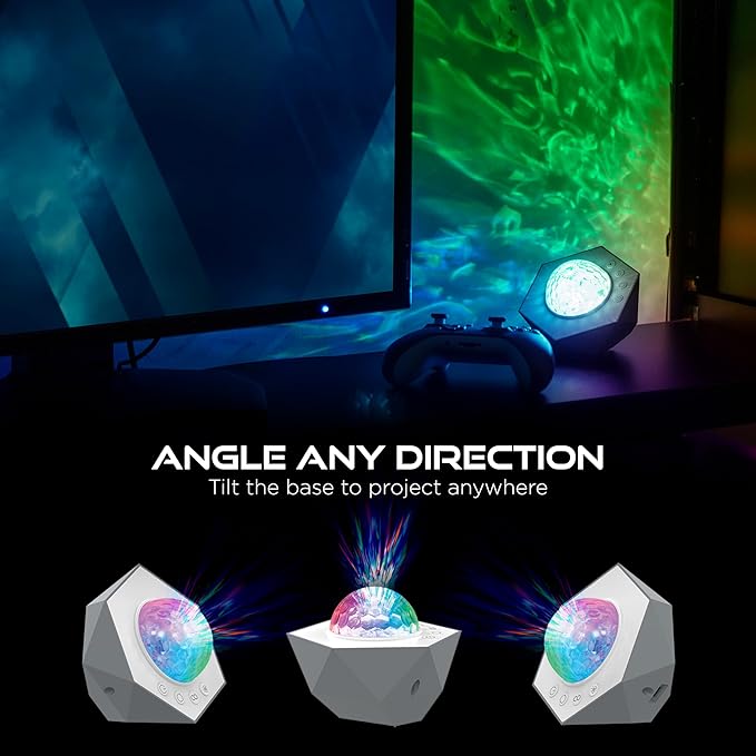 Enbrighten Galaxy Night Light Projector – Star, Aurora & Nebula Ceiling Projector with 15 Color Combinations – USB-C Powered Tabletop Light for Bedroom, Playroom, Game Room & Parties (70333)