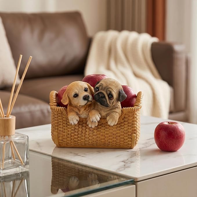 Dog Resin Storage Basket, Desktop Organizer for Remote & Keys, Cute Home Decor Tray, Ideal present for Pet Lovers.(Labrador Retriever & Pug)