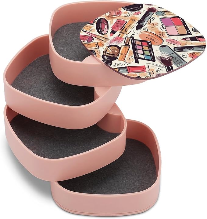 Jewelry Box Jewelry Organizer Makeup Theme Pattern Printed Jewelry Boxes for Women Travel Jewelry Case Earring Holder Organizer Designed for Storing Small Items