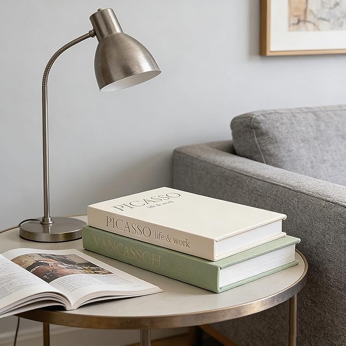 Set of 2 Decorative Books - Linen Faux Fake Books for Decor Aesthetic, Decorative Book for Coffee Table,Bookshelf,Office Table, Home Decor, Fake Book Storage Box for Trinkets Photo-BB001-2PCS