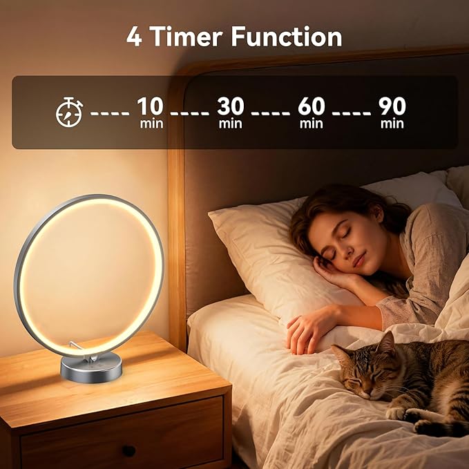 Doraubia Light Therapy Lamp - 2 in 1 Desk Lamp 10000 Lux Sun Lamp with Dual Controls, 4 Timer, Dimmable, 3 Color Temperatures - Artificial Sunlight Happy Light Box