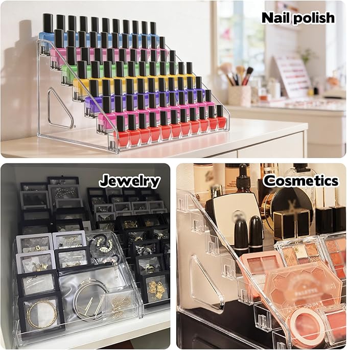 2 Pack 6 Tier Perfume Organizer Stand, Versatile Acrylic Perfume Organizer Holder Display Stand Storage Tray for Figures Makeup Nail Polish Graded Cards Organization