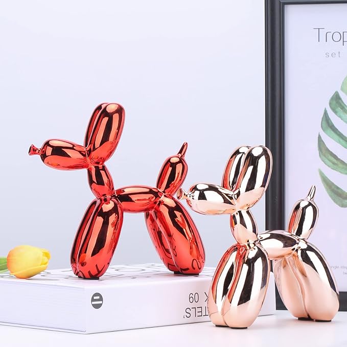 Balloon Dog Sculpture Modern Home Decor Collectible Figurines Funky Statues for Bedroom Trendy Animal Decor for Coffee Table Living Room Decor Art Resin Decor Office Standing Desk Decor