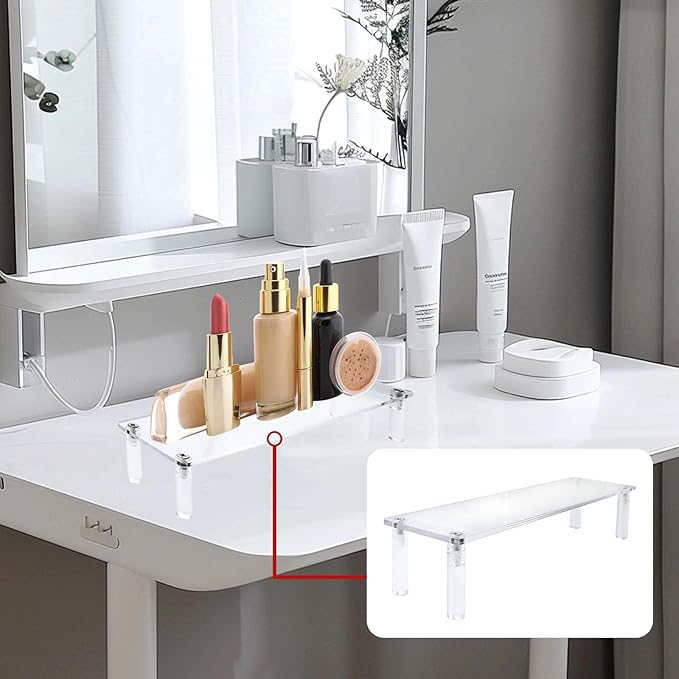 T Tulead Acrylic Riser Clear Display Risers Stand Tabletop Display Risers Rectangular Organizer Shelf 1 Tier for Perfume Jewelry Cupcake