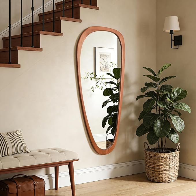 WallBeyond Asymmetrical Mirror, Irregular Mirror Full Length, Boho Wall Mirrors Decorative for Bedroom Living Room Entryway Hall, Mid Century Modern Decor 48" H x 22" W