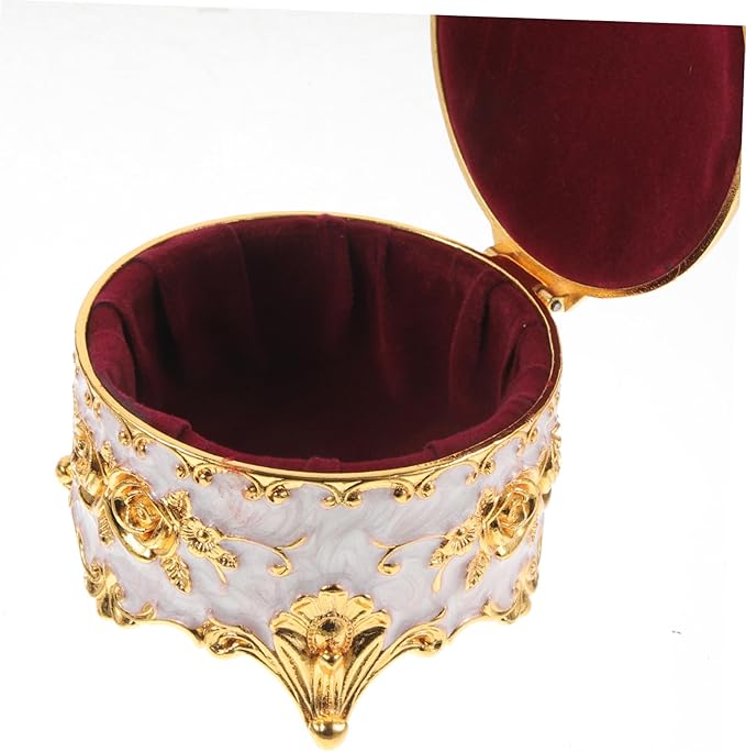 Retro High-grade Wear-resistant Alloy Jewelry Storage Box with Embossed Enamel Design Vintage Style Necklace Organizer for Cosmetics and Accessories