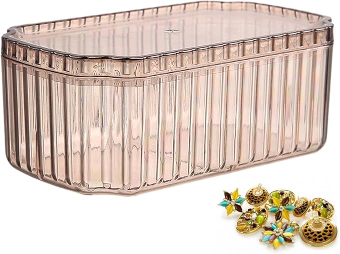 ANZAGA Makeup Storage,Jewelry Box Makeup Case Organizer - Portable Jewelry Display Case 3 Layer Stackable Case for Women Necklaces Rings Watches Bracelets