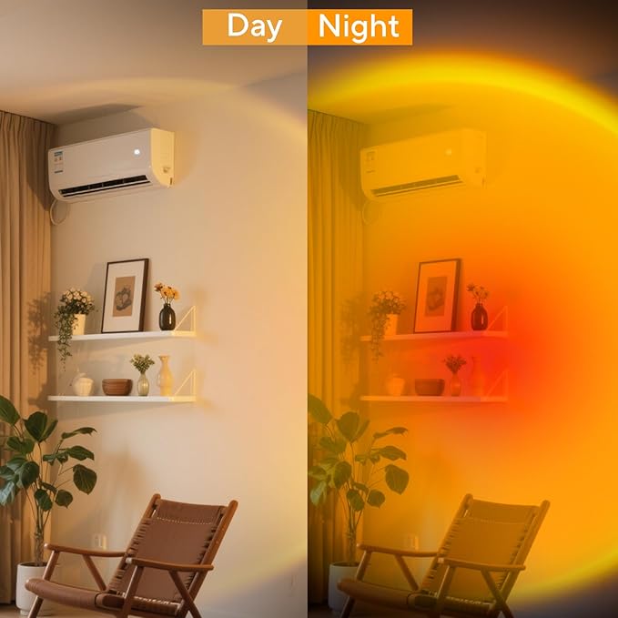 Neroupe Sunset Lamp Projector for Girls, Sunset Red Color Led Lamp Mood Lighting Night Light, 180° Adjustable Sunset Lamps for Living Room Decor/Home Decor/Bedroom Decor/Christmas Gifts/Party