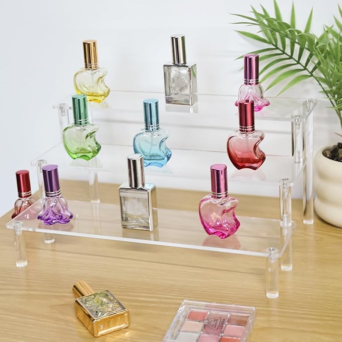 Acrylic Riser,Large Display Risers, Clear Risers Perfume Organizer, 3 Tiered Cupcake Shelf Stand Holder,9 Inch,DIY