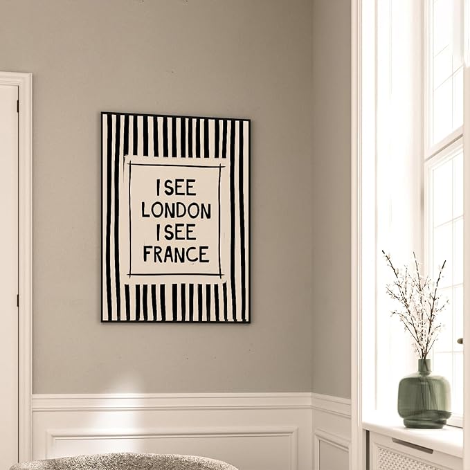 Funny Bathroom Canvas Wall Art Vintage Funny Toilet Quote Canvas Wall Art I See London I See France Print Minimalist Bathroom Poster Decor Quirky Humorous Artwork Prints for Toilet Restroom, Unframed