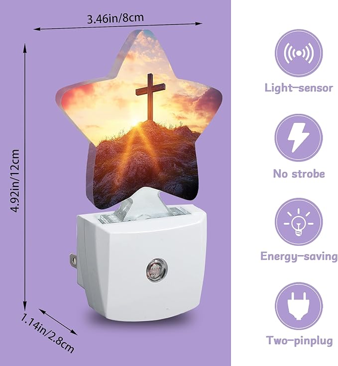 Night Light,Cross Night Lights Plug into Wall Sunset Decorations for Bedroom Bathroom,Dusk to Dawn Sensor Kitchen Hallway Stairs Energy Efficient Desk Lamp