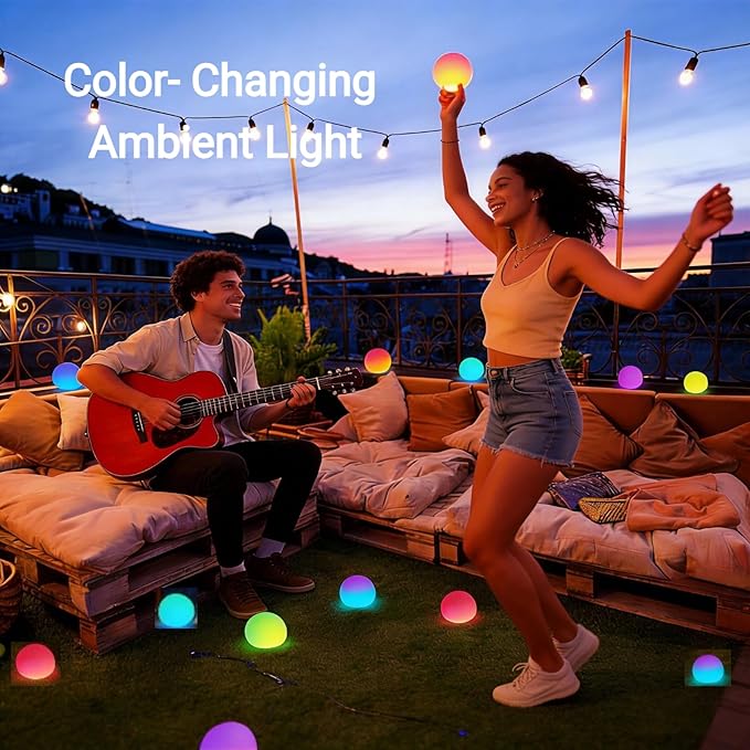 LOFTEK LED Ball Light, 3-inch Rechargeable Globe Lights, Color-Changing Ball Lamp with Remote, Waterproof Orb Light, Smart Sphere Night Light for Home Bedroom Pool Decor, Mood Light, Gift, 2 Pack