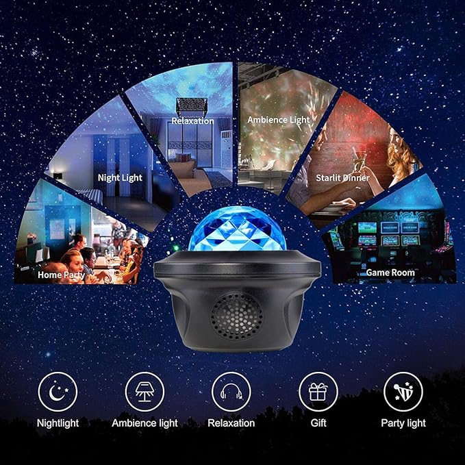 20 Lighting Effects Galaxy Projector, Large Projection Music Speaker, Remote Control Star Galaxy Light, Timer Night Light Projector for Kids Adults, Led Sky Light for Bedroom Gifts