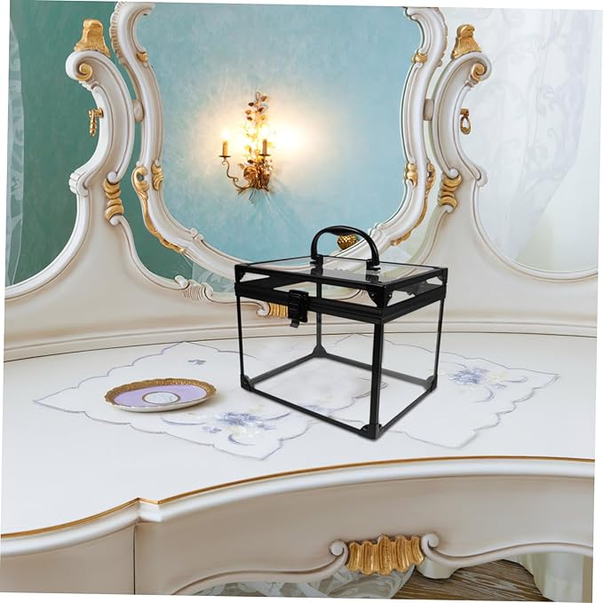 Transparent Lockable Jewelry and Cosmetic Organizer Case for Travel and Home Use Clear Makeup Display Box for Vanity Bathroom Dresser with Ample Storage Capacity