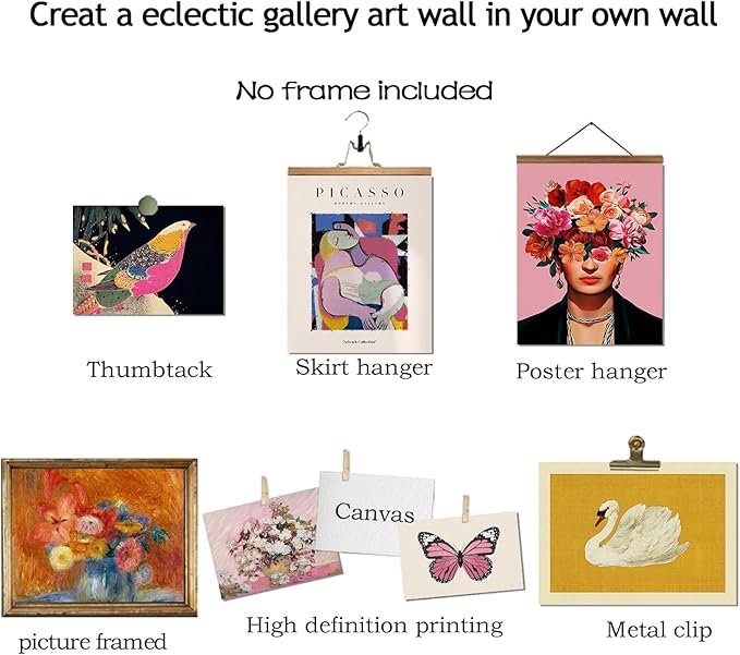 Eclectic Wall Art Decor, Colorful Eclectic Wall Art Prints, Colorful Posters for Living Room Aesthetic, Artsy Funky Posters, Girly Gallery Picture Set, Dorm Gallery Maximalist Home Decor, Unframed