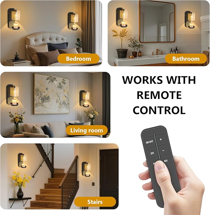 Wall Mounted Candle Warmer Lamp with Remote Control, Timer & Dimmer, Flameless Wax Melt Warmer for Jar Candles, Metal Wall Sconce for Home Fragrance & Decorative Lighting