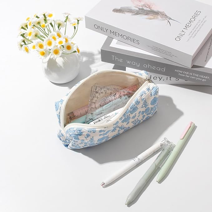 Pencil Case Lightweight Aesthetic Pen Case Office College School Storage Bag Pouch Holder Box Organizer Makeup Pouch Cosmetic Bag for Girls Boys Kids (Flowers-Orchid)