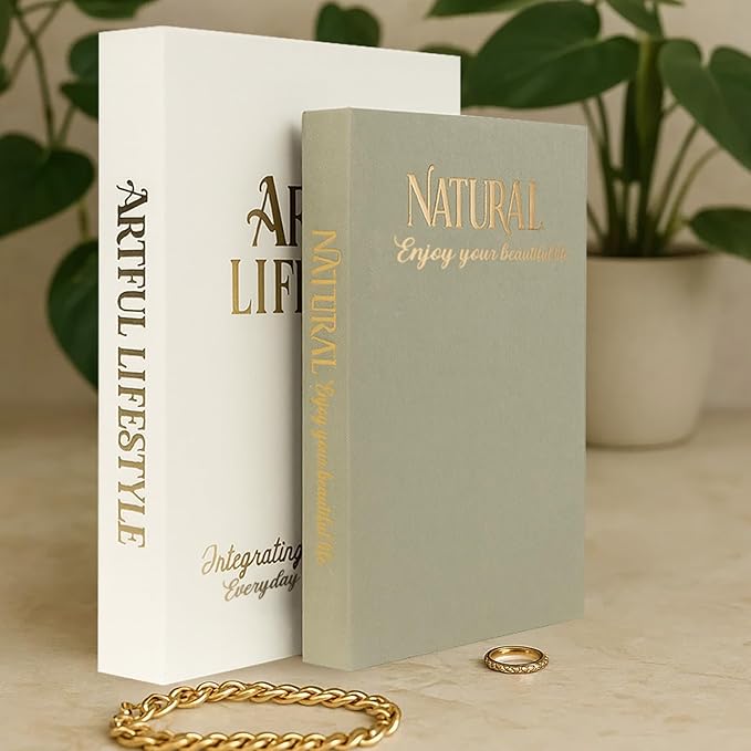 Aesthetic Decorative Books Set of 2 Linen Boxes Decorative Coffee Table Books Bookshelf Decor Fake Book Storage Box for Home Décor Accents Photo Storage Keepsake Box