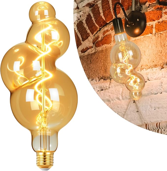 40 Watt Decorative Vintage LED Light Bulbs, Special Bubble 4W LED Filament Edison Bulb,2700K Oversized Warm Lights,Dimmable E26 Lamp Base,1-Pack