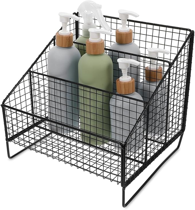 Metal Wire Tea Bag Holder Organizer Rack Compartments for Tea Bags Capsules Makeup Storage Stylish Design for Kitchen Cosmetic Organization