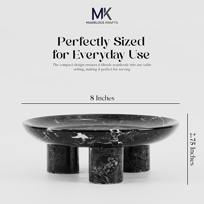 Black Zebra Marble Tray 8' inch Vanity Organizer, Perfume Display and Jewelry Dish, Bathroom Countertop Storage for Modern Home Decor
