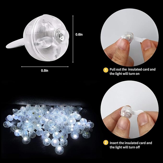 Aogist 100pcs White LED Balloon Light, Tiny Light Mini Round Led Ball Lamp for Paper Lantern Balloon, Indoor Outdoor Event - Fun Halloween Christmas Party Wedding Decoration Supplies
