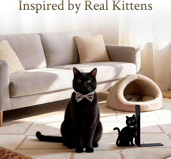 BEISE Book Ends Metal, Decorative Cat Bookends with 2 Cute Black Kittens for Shelf Decor, Office Desk, Home Kitchen Organizer, Unique Book Lover Gift, Funny Gifts for cat Lovers