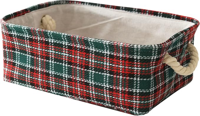 INough Christmas Baskets for Gifts Empty Red Christmas Gift Basket with Handles Christmas Bags Red Basket for Gifts Empty Collapsible Christmas Storage Bins for Baby/Living Room
