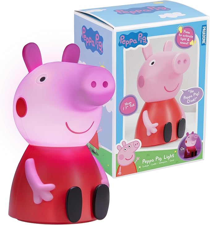 Paladone Peppa Pig Figure Lamp with Sound - Officially Licensed Baby Night Light, Kids Bedroom Accessories & Decor