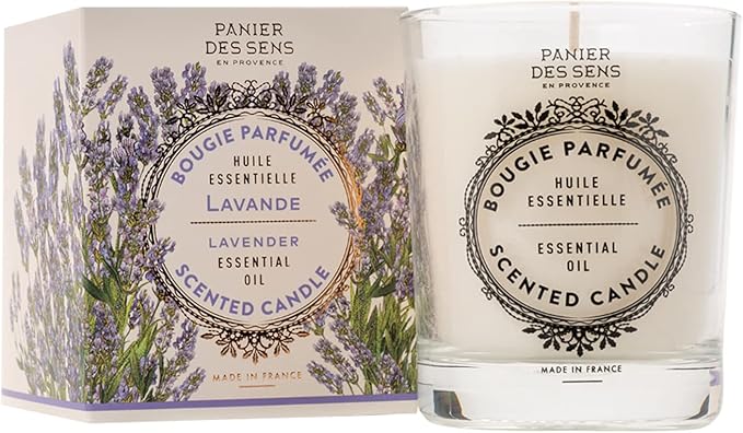 Panier des Sens Lavender Candle - Hand-Poured in Provence, France - Long Lasting Scented Candles up to 55 Hours Burn Time - Lavender Scented Candle - 100% Natural Cotton Wick - 6.3 oz