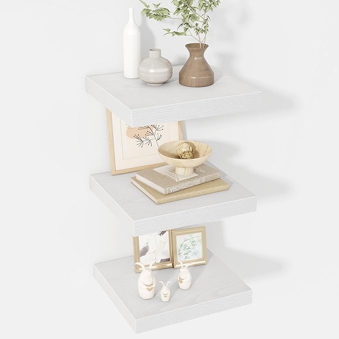 Acovy 12 Inch Floating Shelves, 12" Deep Floating Shelf Wall Mounted, 12" Wall Shelves, Rustic Deep Bookshelf, Extra Deeper Display Shelves & Storage Shelves for Bedroom, Living Room, Set of 3