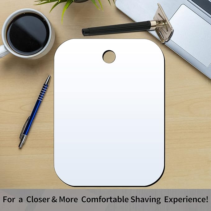 Shaving Mirror, Unbreakable Shower Mirrors, (Medium,2pack(6 inches x8 inches ) Bathroom Handheld Mirror for Men and Women Portable Camping Travel Mirrors,Frameless Handheld for Makeup, Silver