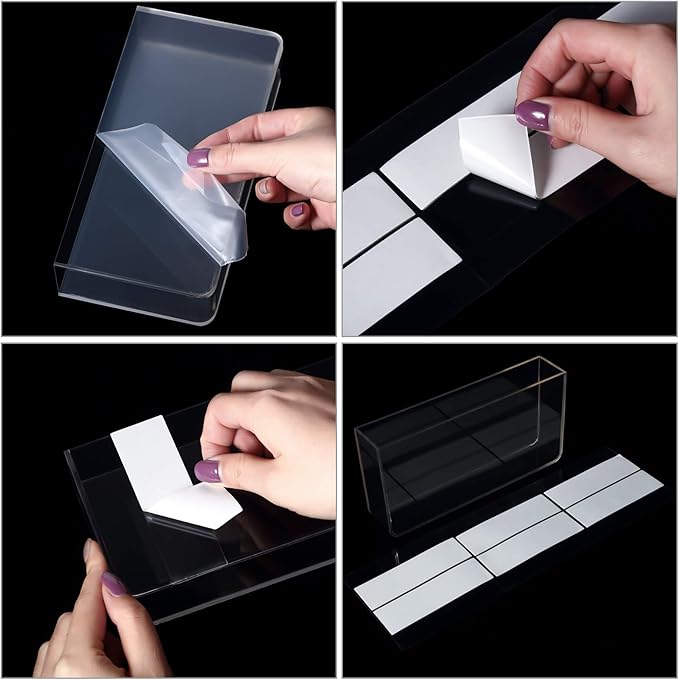Jetec 2 Pieces Wall Mount Remote Control Holder Acrylic Placed Flat Media Organizer Storage Box with Acrylic Transparent Glue, No Need to Drill Holes (7.5 x 4 x 1.8 Inch, 7.9 x 4 x 2.2 Inch, Clear)