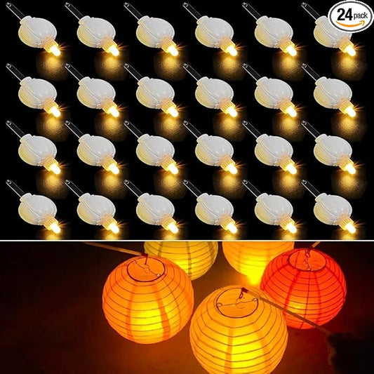 24PCS Mini LED Lights for Paper Lanterns, Balloons, Easter Eggs, Birthday Party, Wedding, Halloween, Christmas Decoration, Warm White, Last 36 Hours, Waterproof, Indoor Outdoor Use