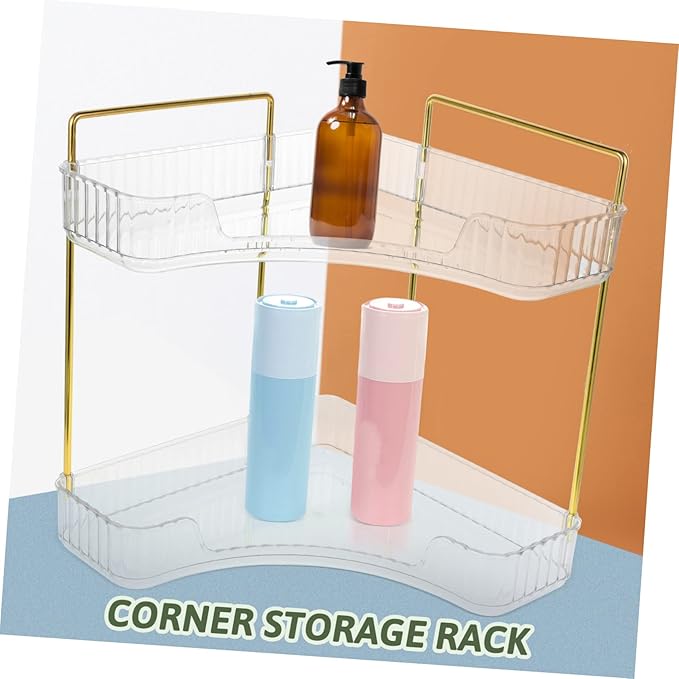 UKCOCO Transparent Corner Shelf Organizer Kitchen and Bathroom Countertop Storage Rack for Spices Makeup Perfume Stable and Multi Scene Use Organizer